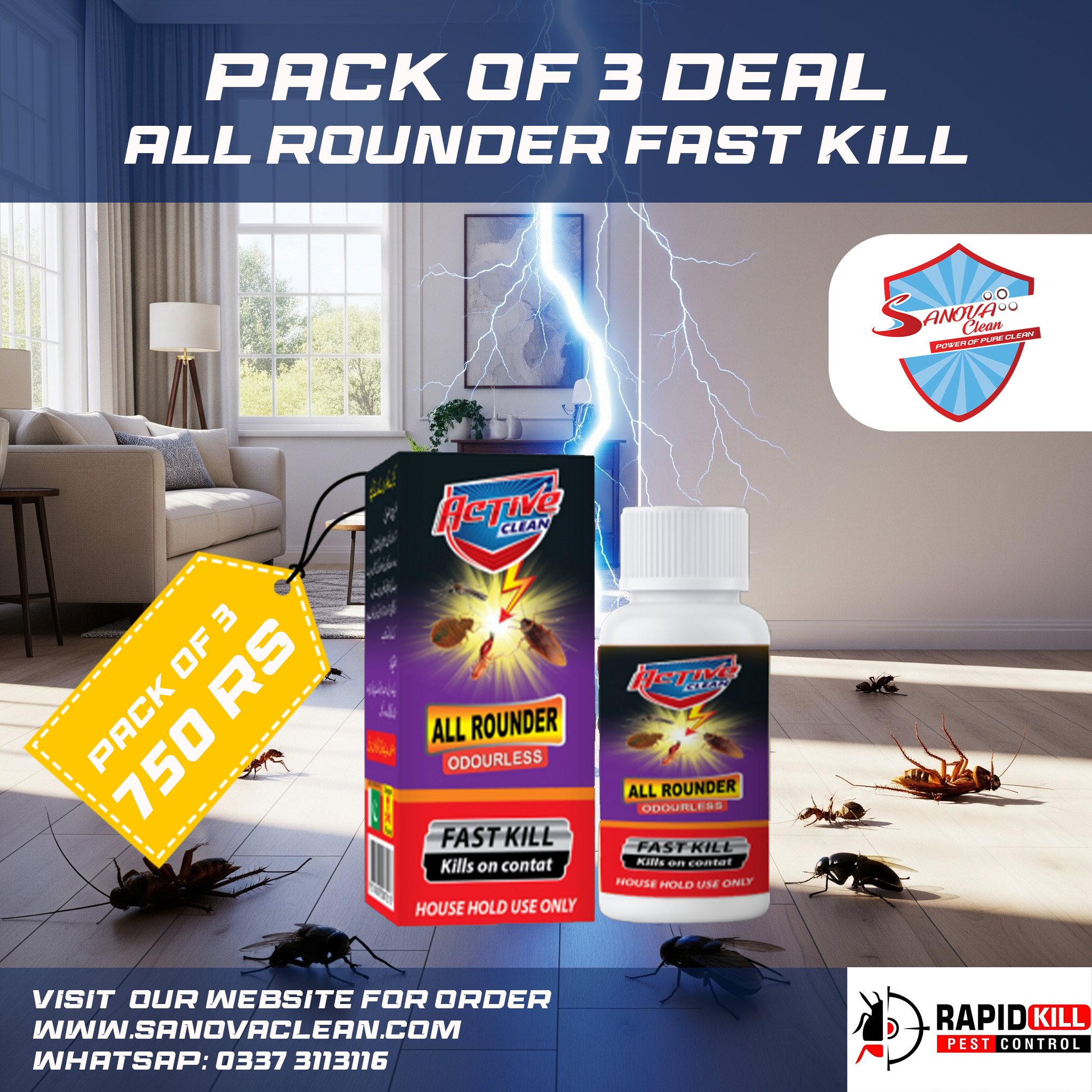 all rounder fast kill pack of 3